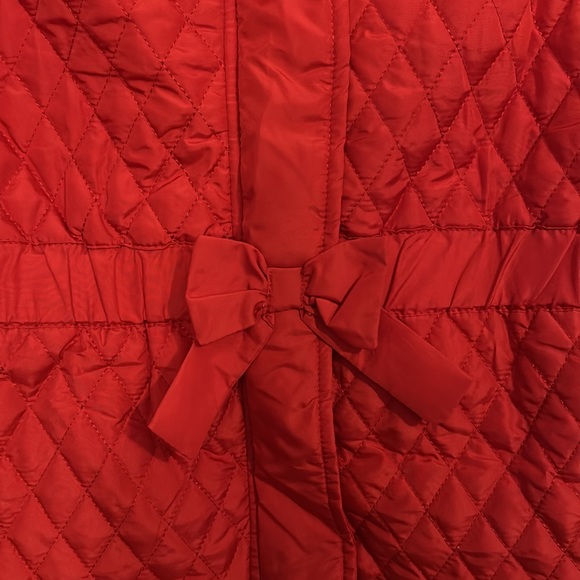 Girls Red Puffer Vest with White Fur - Picture 3 of 9